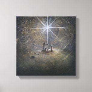 Nativity Christmas Star Wrapped Canvas
