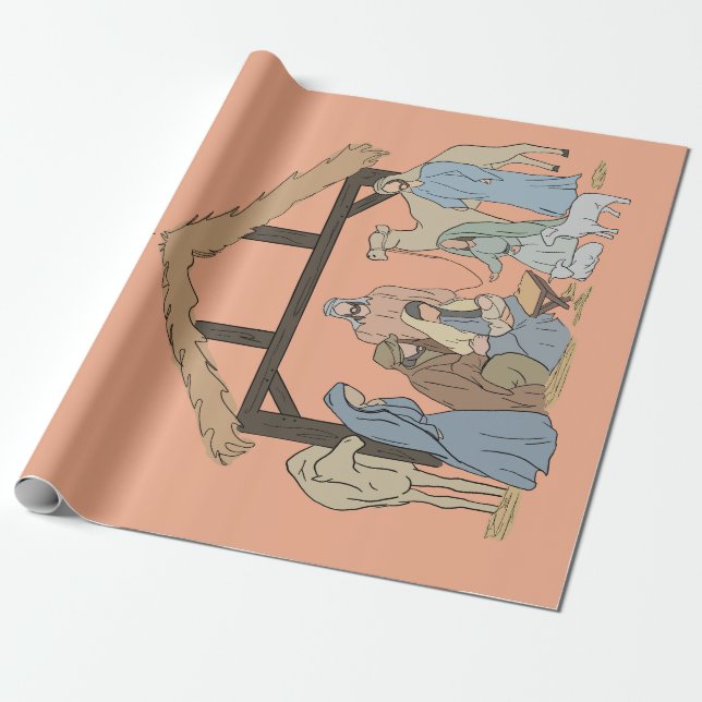 NATIVITY CHRISTMAS WRAPPING PAPER  (Unrolled)