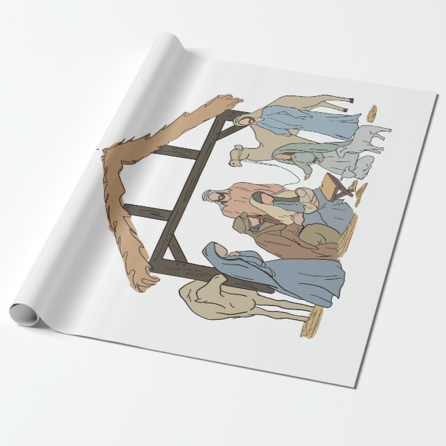 NATIVITY CHRISTMAS WRAPPING PAPER  (Unrolled)