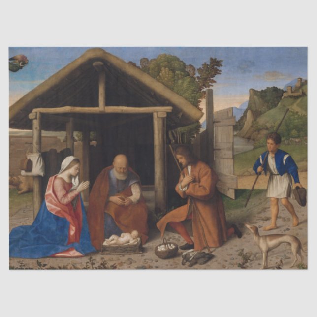 Nativity Crib Adoration of The Shepherds Christmas Tissue Paper (Front)