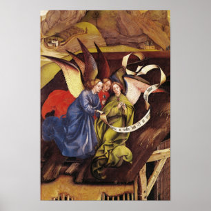 Nativity, detail of three angels, c.1425 poster