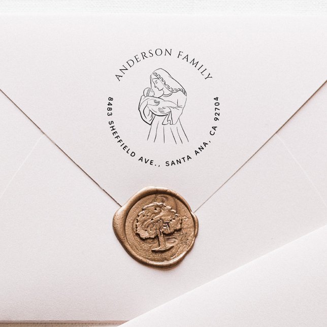 Nativity Elegant Christmas Family Return Address Rubber Stamp (Creator Uploaded)