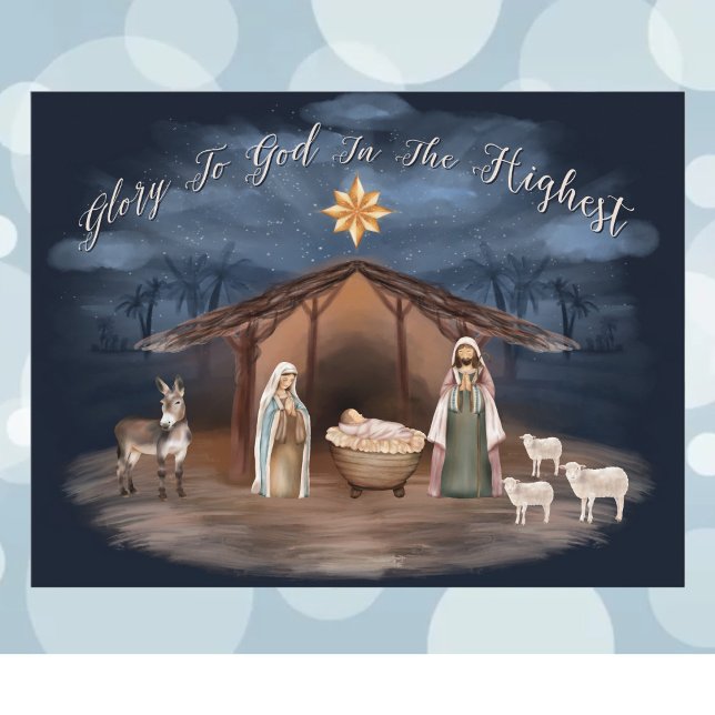 Nativity Glory To God Christmas Christian Holiday Postcard (Christmas Nativity Holiday Postcards. Celebrate the birth of Jesus our Savior.)