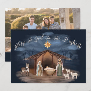 Nativity Glory To God Christmas Christian Photo Holiday Card