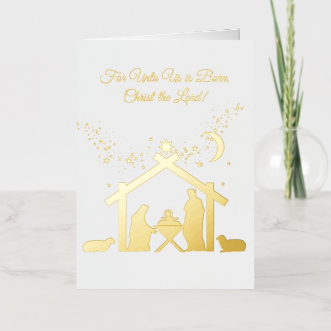 Nativity Gold Foil Holiday Card (Front)