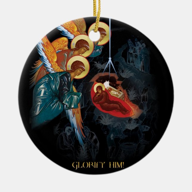 Nativity - Greek Orthodox Christmas Ornament (Front)