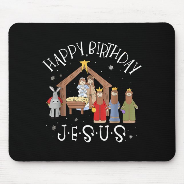 Nativity Happy Birthday Jesus Christmas Nativity C Mouse Mat (Front)