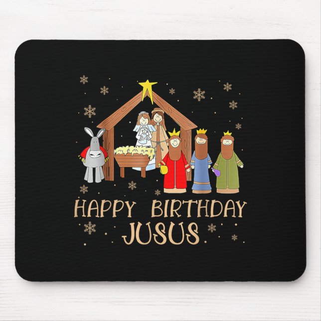 Nativity Happy Birthday Jesus Christmas Nativity C Mouse Mat (Front)