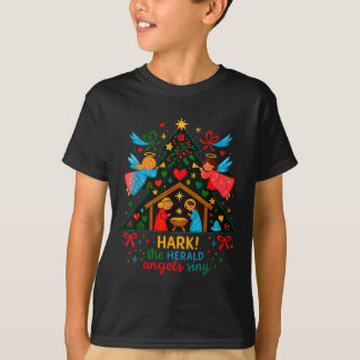 Nativity Hark The Herald Angels Sing Cute Christma T-Shirt