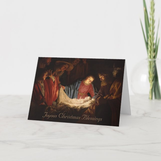 Nativity Holy Family Religious Prayer Holiday Card (Front)