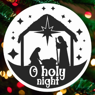 Nativity in Black and White Classic Round Sticker