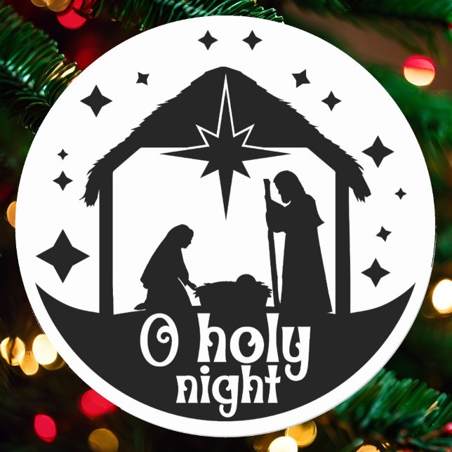 Nativity in Black and White Classic Round Sticker (Creator Uploaded)