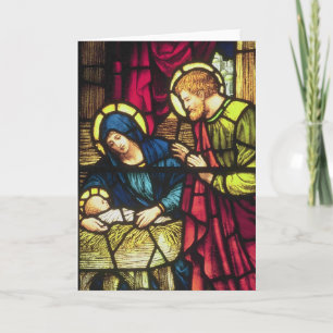 Nativity in stained glass holiday card