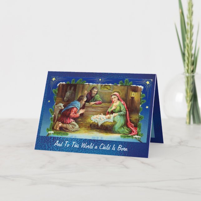 Nativity in Stained Glass Holiday Card (Front)