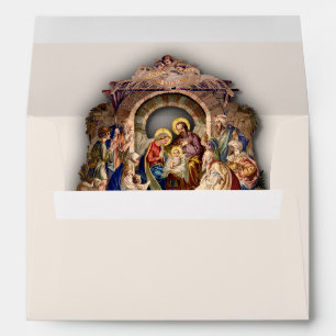 Nativity Inside Off White Vintage Christmas Angel Envelope