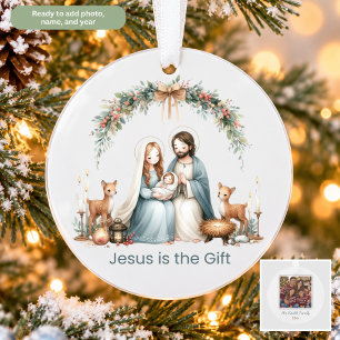 Nativity Jesus is the Gift Christian Christmas Ornament