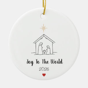 Nativity Joy to the World Christmas Ornament