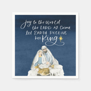 Nativity Joy Watercolor Religious Christmas Napkin