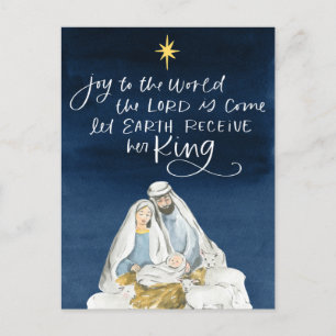 Nativity Joy Watercolor Religious Christmas Postcard