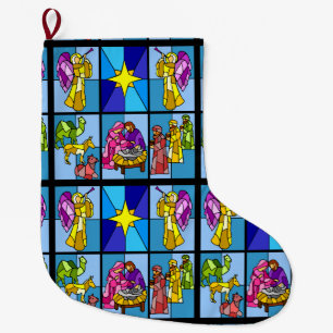 Nativity large christmas stocking