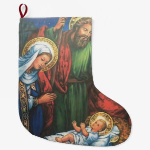 Nativity   large christmas stocking