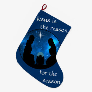 Nativity   large christmas stocking