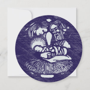 Nativity Letterpress Medallion Blue