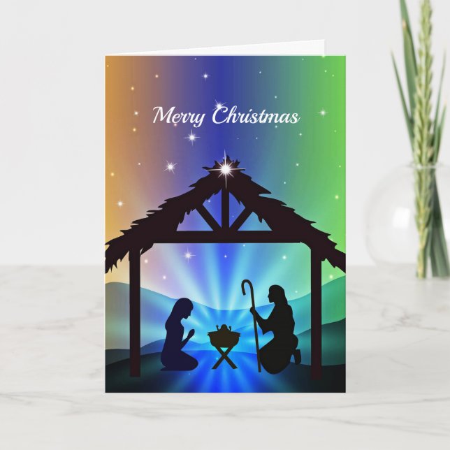 Nativity Manger Christmas Graphic Holiday Card (Front)