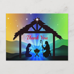 Nativity Manger Christmas Graphic Thank You Postcard