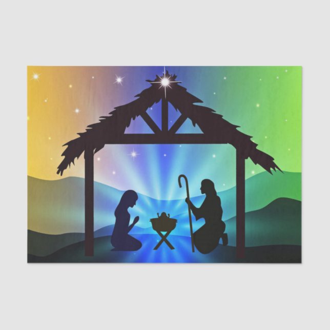 Nativity Manger Christmas Graphic Tissue Paper (Front)