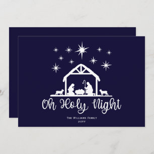 Nativity Manger Oh Holy Night Script  Holiday Card
