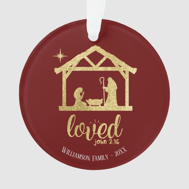 Nativity MangerJesus Love Christian Family Ornament (Front)