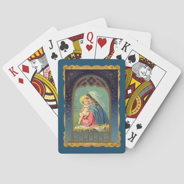 Nativity Mary Holding The Baby Jesus Playing Cards (Back)
