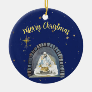 Nativity Merry Christmas Ceramic Tree Decoration