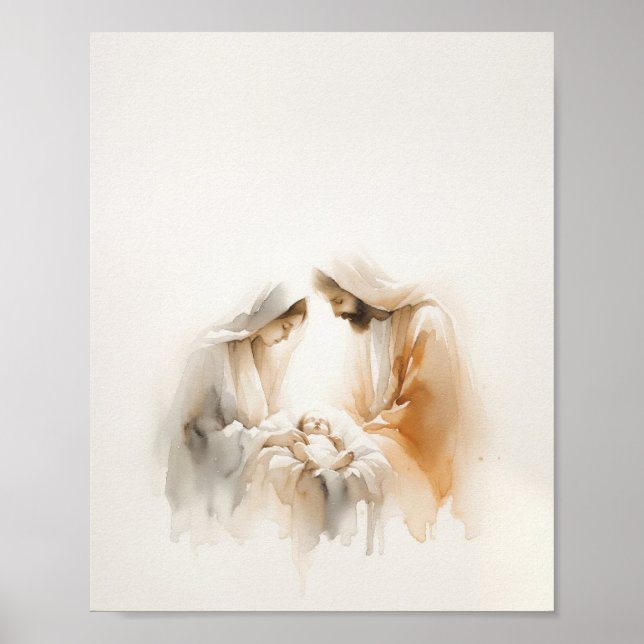 Nativity - Minimalist Modern Watercolor Poster (Front)