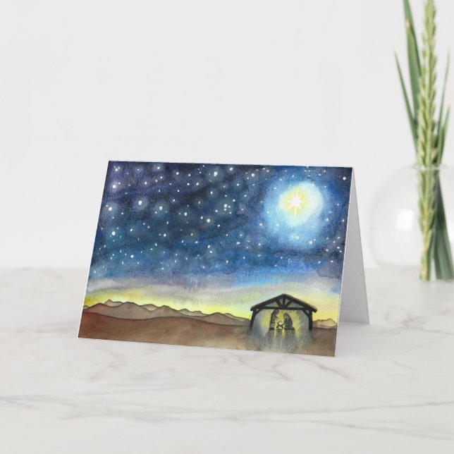 Nativity Night Sky Holiday Card (Front)