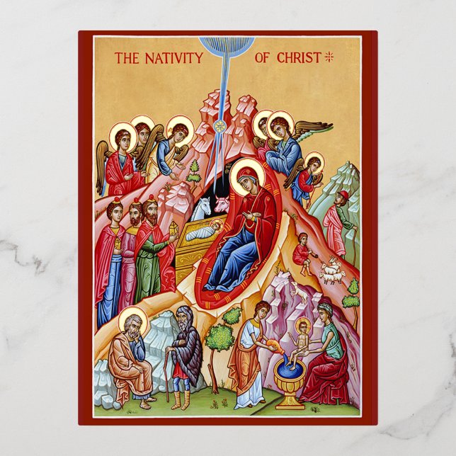 Nativity of Christ Foil Holiday Postcard (Front)