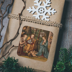 Nativity of Christ Religious Christian Christmas Square Sticker