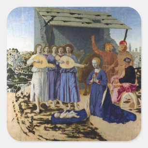 NATIVITY OF JESUS, ANGELS by PIERO DELLA FRANCESCA Square Sticker