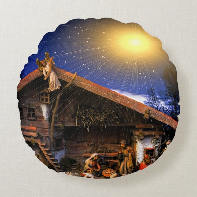 Nativity of Jesus Christ Round Cushion (Front)