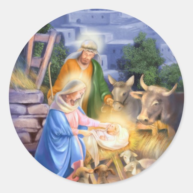 Nativity of Jesus Classic Round Sticker (Front)