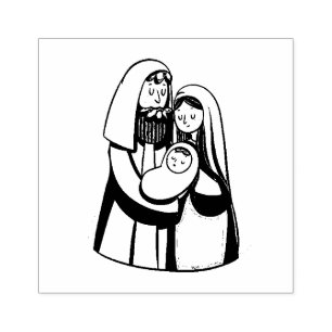 Nativity of Jesus Religious Christian Holy Family Rubber Stamp