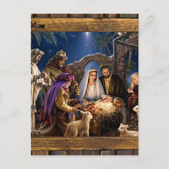 NATIVITY OF JESUSCHRIST  WOOD FRAME 03CUSTOMIZABL POSTCARD (Front)