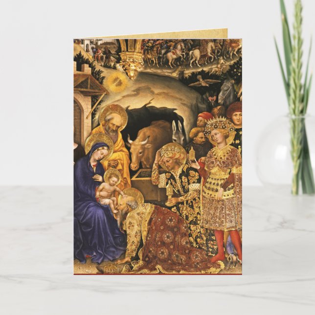 NATIVITY Old Irish Christmas Blessing Parchment  Holiday Card (Front)