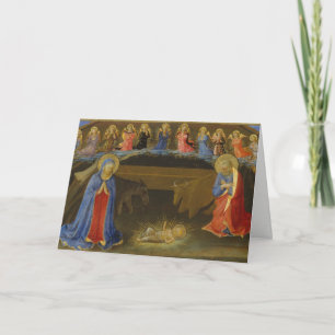 Nativity Old Painting Angels Mary Jesus Christmas Holiday Card