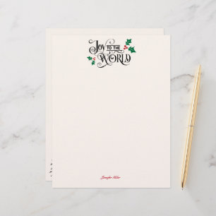 Nativity on back Joy To The World w Signature Custom Letterhead