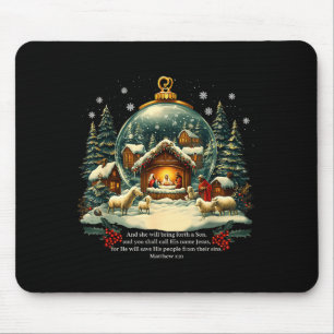 Nativity Ornament Christmas Scene Matthew 1_21  Mouse Mat