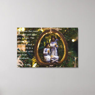 Nativity Ornament Isiah Seven Fourteen Canvas Print