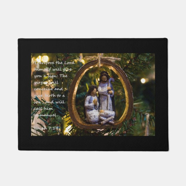 Nativity Ornament Isiah Seven Fourteen Doormat (Front)