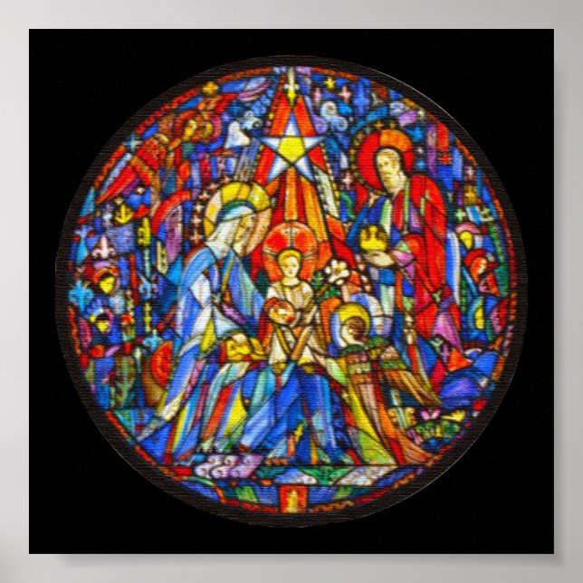 Nativity Painted Stained Glass Style Poster (Front)